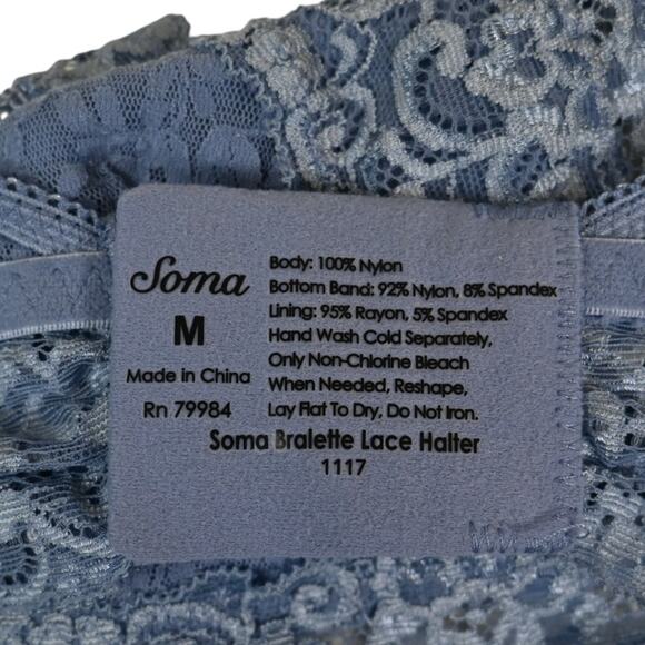 Soma Womens M Bralette Lace Halter in Periwinkle Blue - Picture 8 of 8